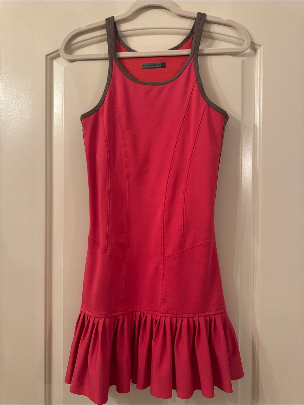 Sportif Bright Pink Ruffle-Hem Tank Dress
